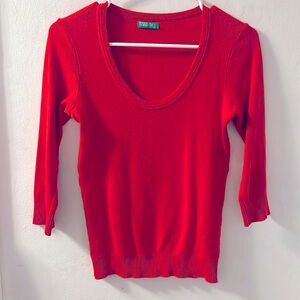 Benetton Made in Italy red coral shirt sweater small EUC